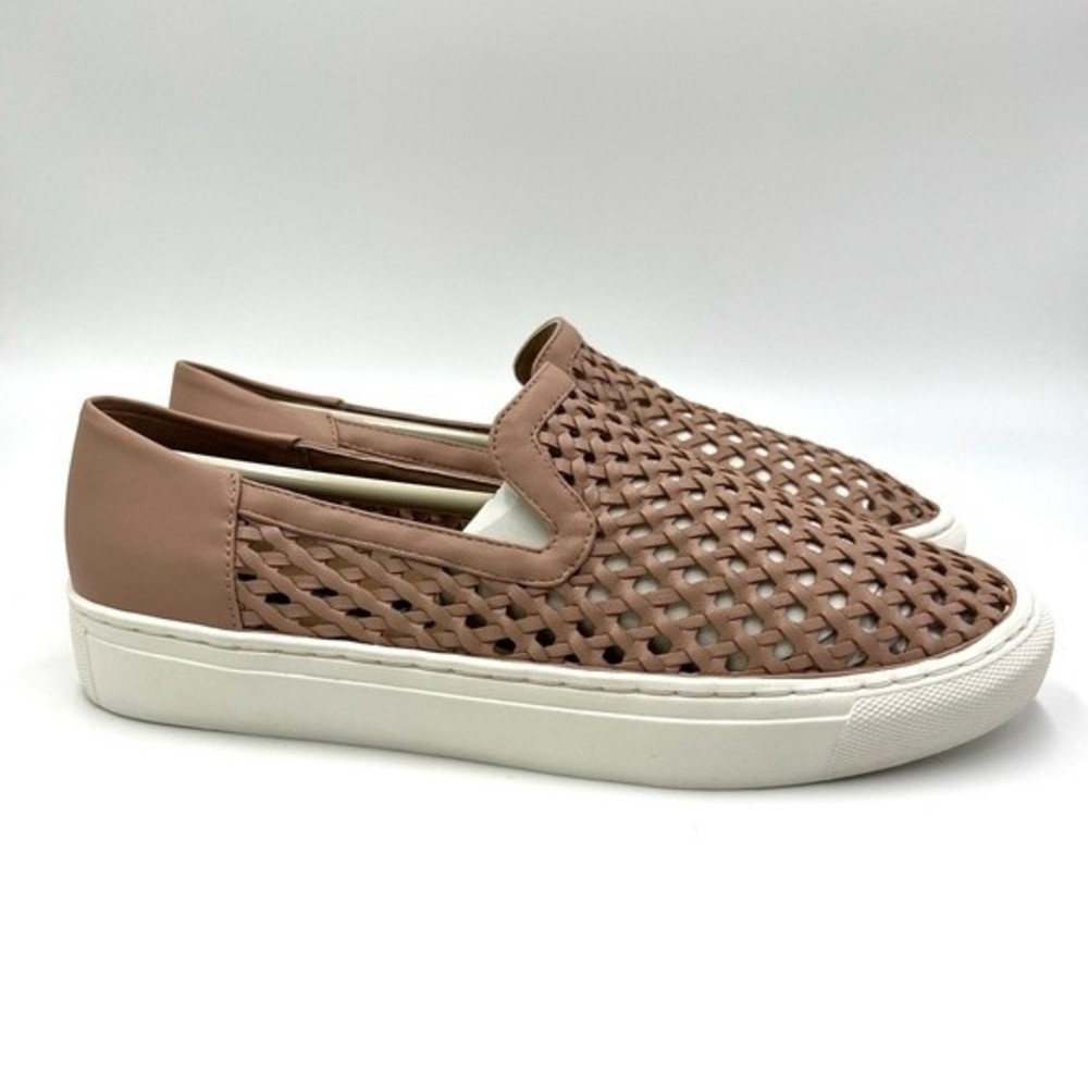 Steve Madden Size 6.5 Mauve Pink Leather Woven Slip On Loafers Sneakers Shoes